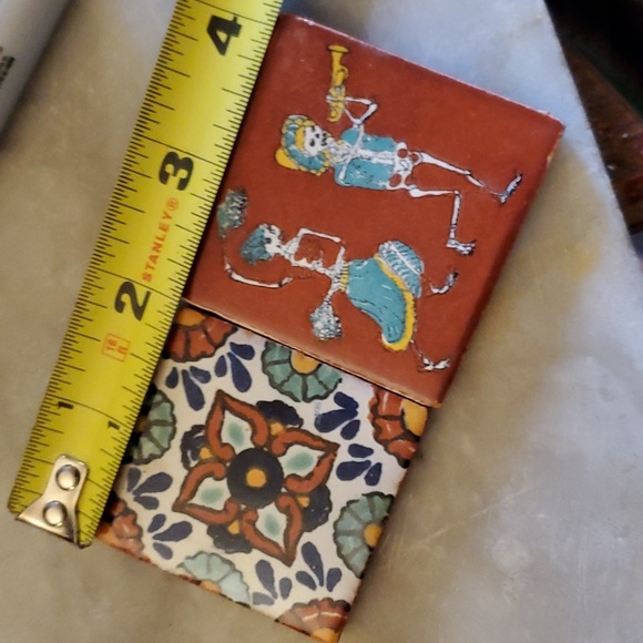 Lot (4) Mexico Skeleton💀Day of Dead Dancing Band Talavera 2" Tiles - Picture 7 of 7